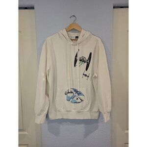 Star Wars EMBROIDERED Graphic Hoodie Sweatshirt Men's 2XL Ivory Disney 100
